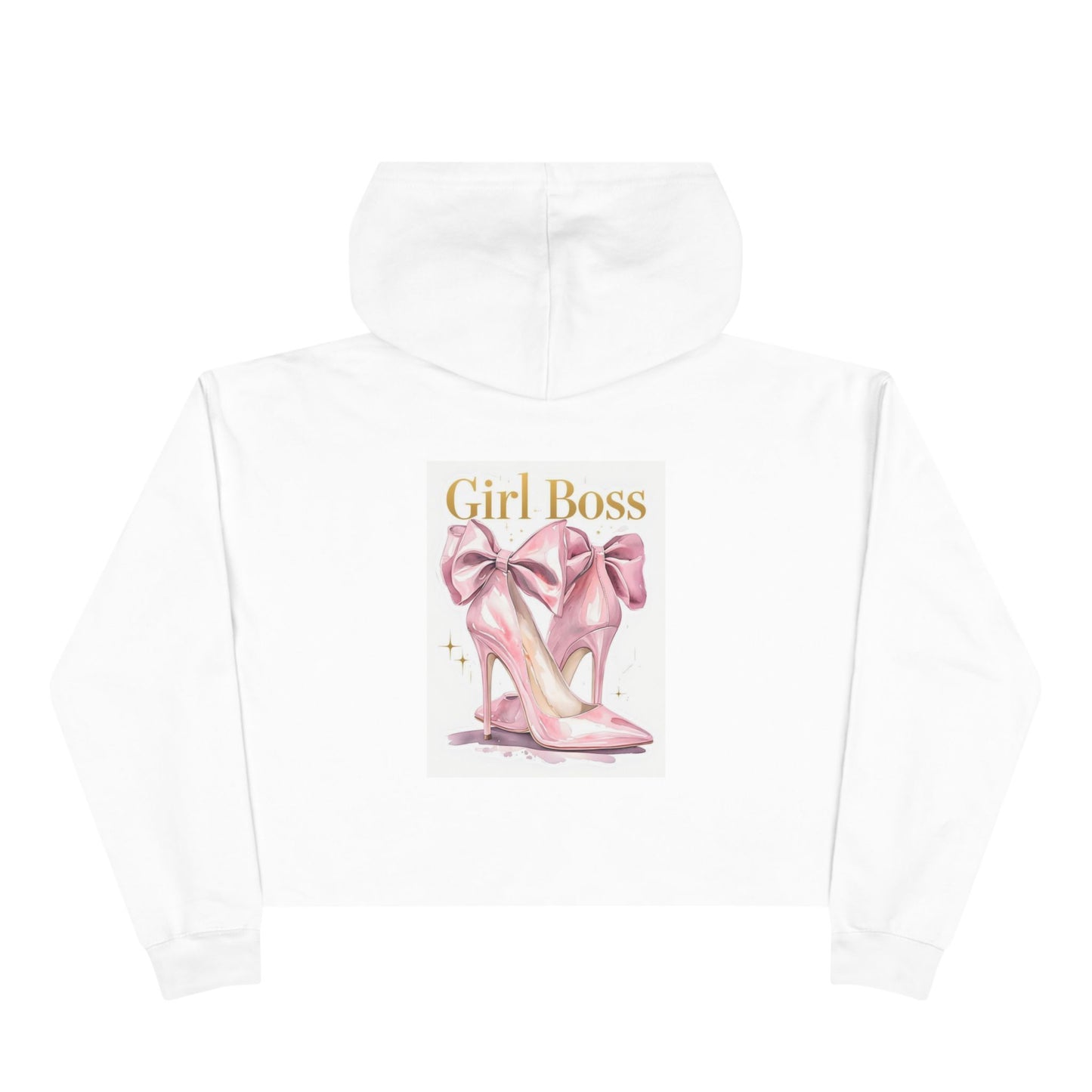 Girl Boss Crop Hoodie — Pink Heels & Bows Fashion Cropped Sweatshirt