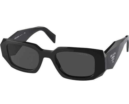 Prada Black Rectangle Sunglasses PR 17WS 49MM, Dark Grey Lenses