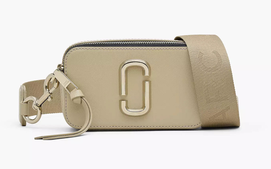 Marc Jacobs Women's The Snapshot Khaki Leather Shoulder Bag Crossbody Purse & Dust bag