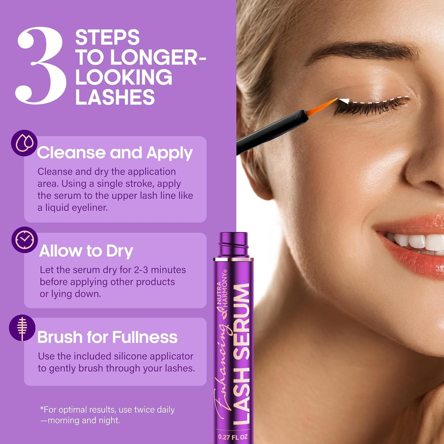 Lash Serum for Eyelash Growth Pro Treatment with Keratin, Biotin & Peptides, Hyaluronic Acid, Creatine & Castor Oil