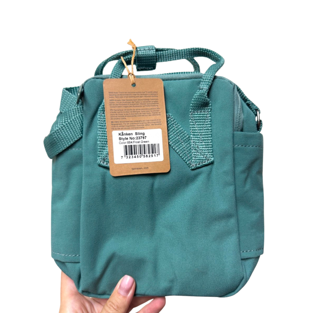 Fjallraven Kanken Sling Bag Frost Green Small Crossbody Mini Shoulder Bag, Height 7.8 in, 2.5 L