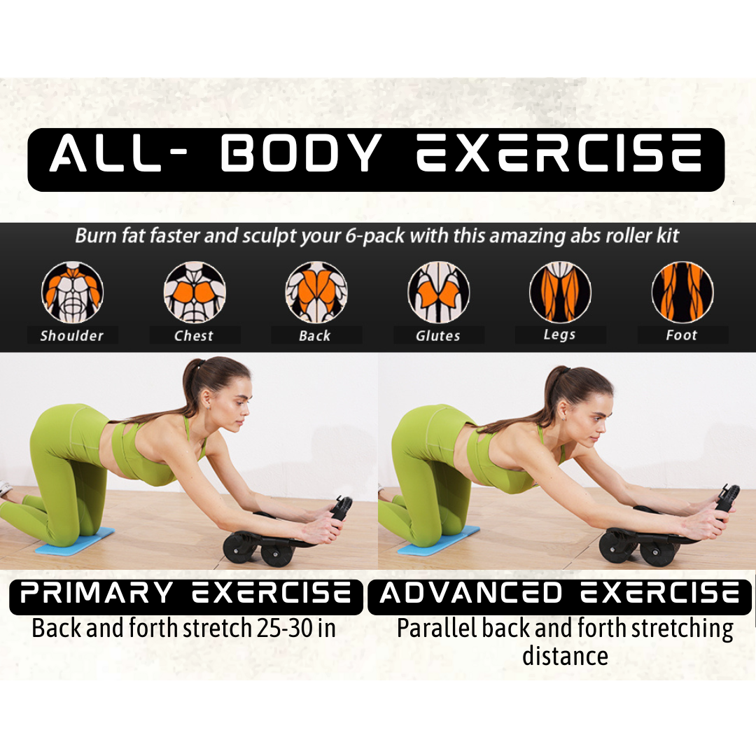 Ab Roller Wheel Home Core Exercise Ab Machine, Counting Ab Wheel Roller with Elbow Support for Home Training with Mat and Knee Pad