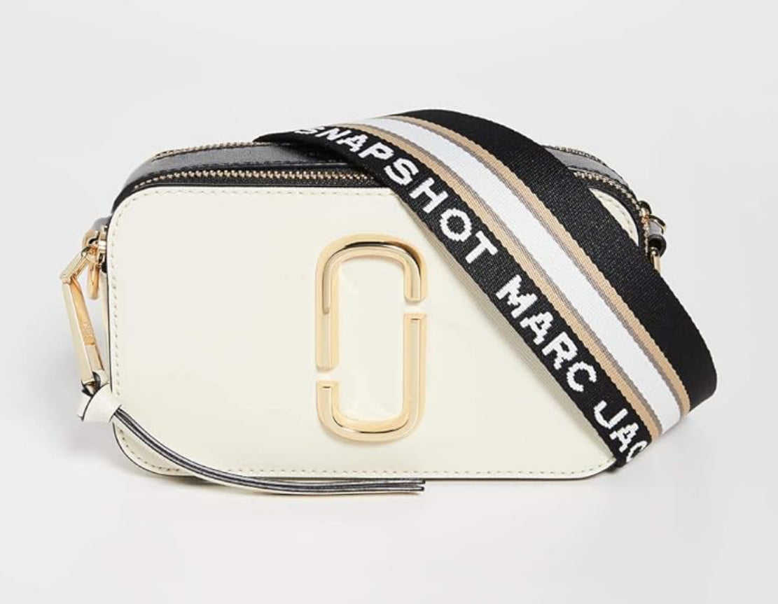 Marc Jacobs Women's The Snapshot White Multi Leather Shoulder Bag Crossbody Purse & Dust bag