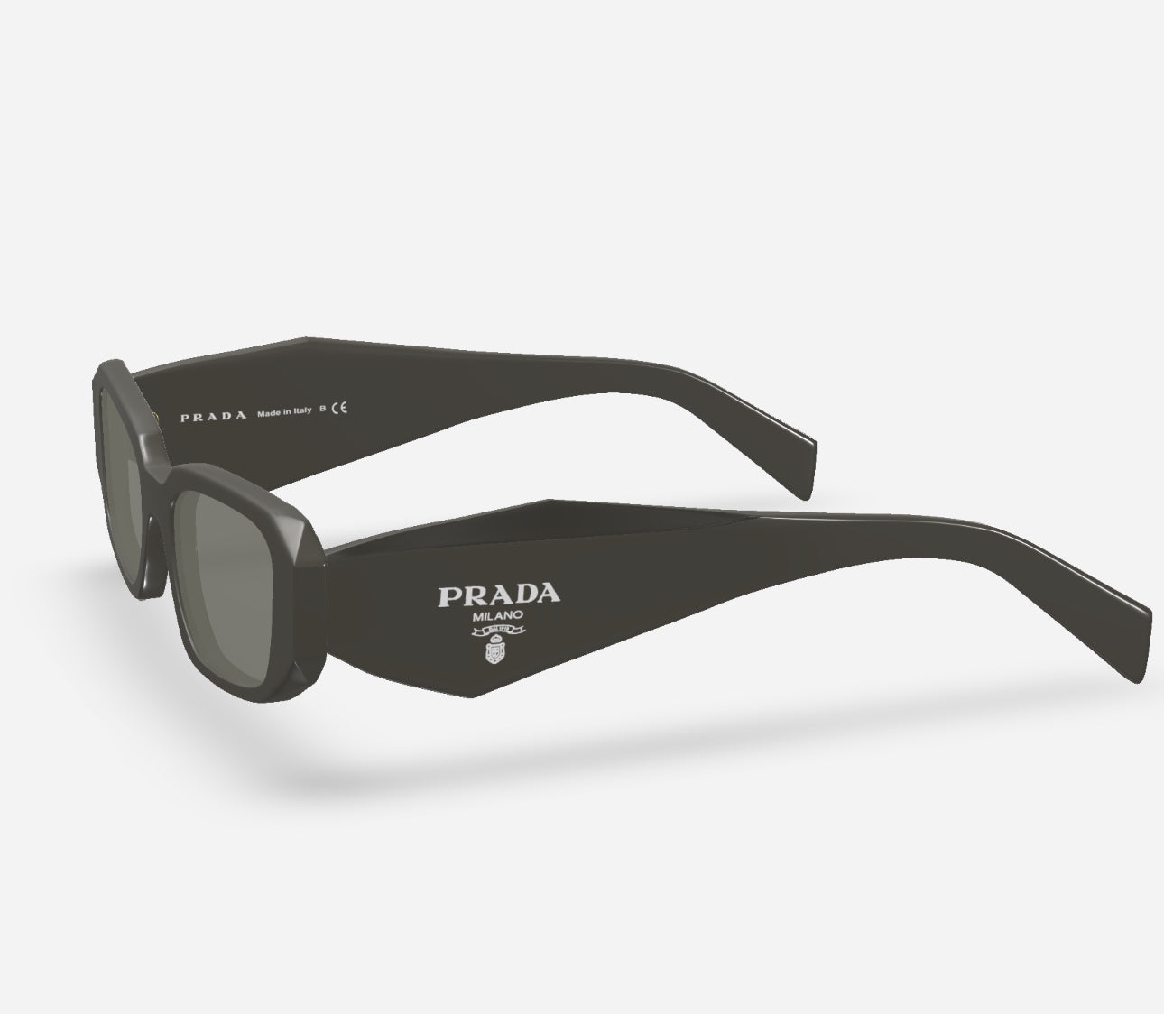 Prada Black Rectangle Sunglasses PR 17WS 49MM, Dark Grey Lenses