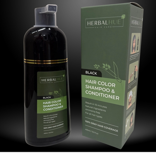 Black Hair Dye Shampoo for Gray Hair, Semi-Permanent Hair Color Shampoo for Women and Men, Herbal Ingredients, 100% Grey Coverage