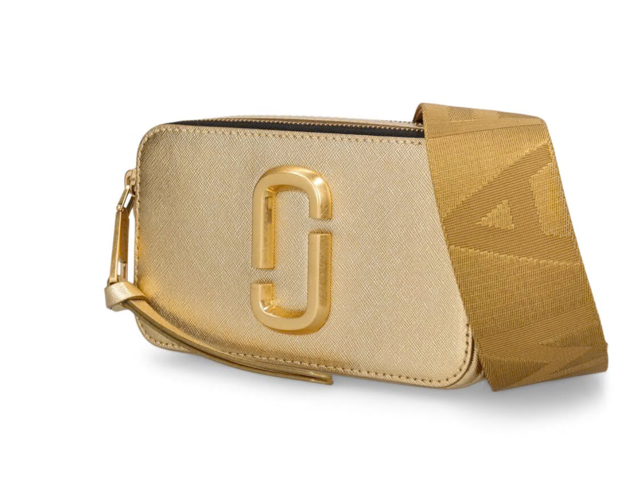 Marc Jacobs Women's The Snapshot Gold Leather Shoulder Bag Crossbody Purse & Dust bag