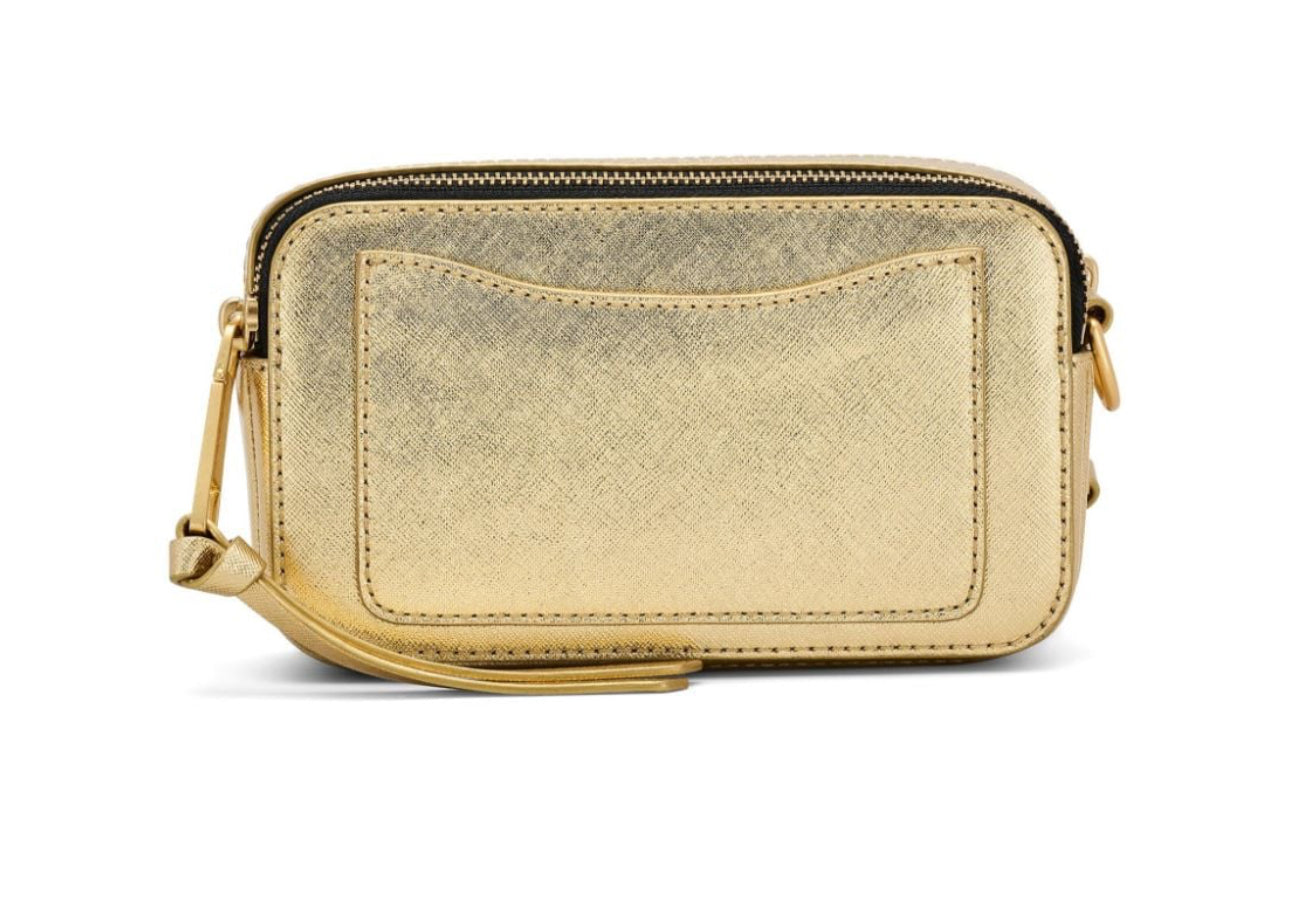 Marc Jacobs Women's The Snapshot Gold Leather Shoulder Bag Crossbody Purse & Dust bag