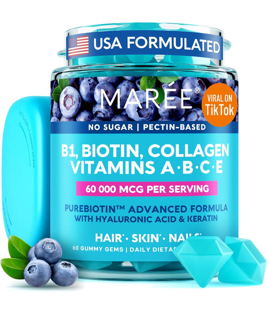 Hair, skin and nails no-sugar vitamins, 60 gummy gems