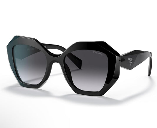 Prada PR16WS 1AB5D1 Black Geometric Sunglasses with Grey Gradient Lens + Case