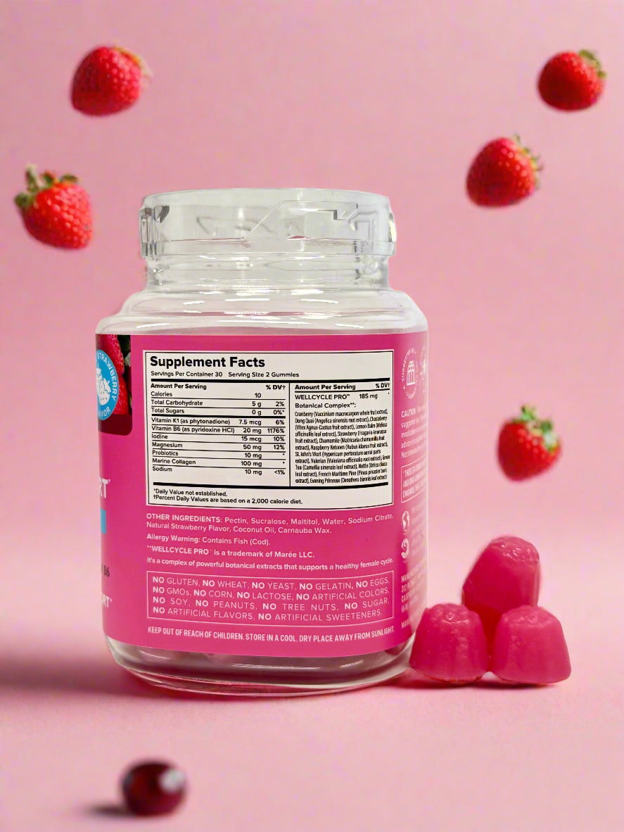 MARÉE PMS Vitamins Balance & Support Gummies – Natural Hormonal Support for Women