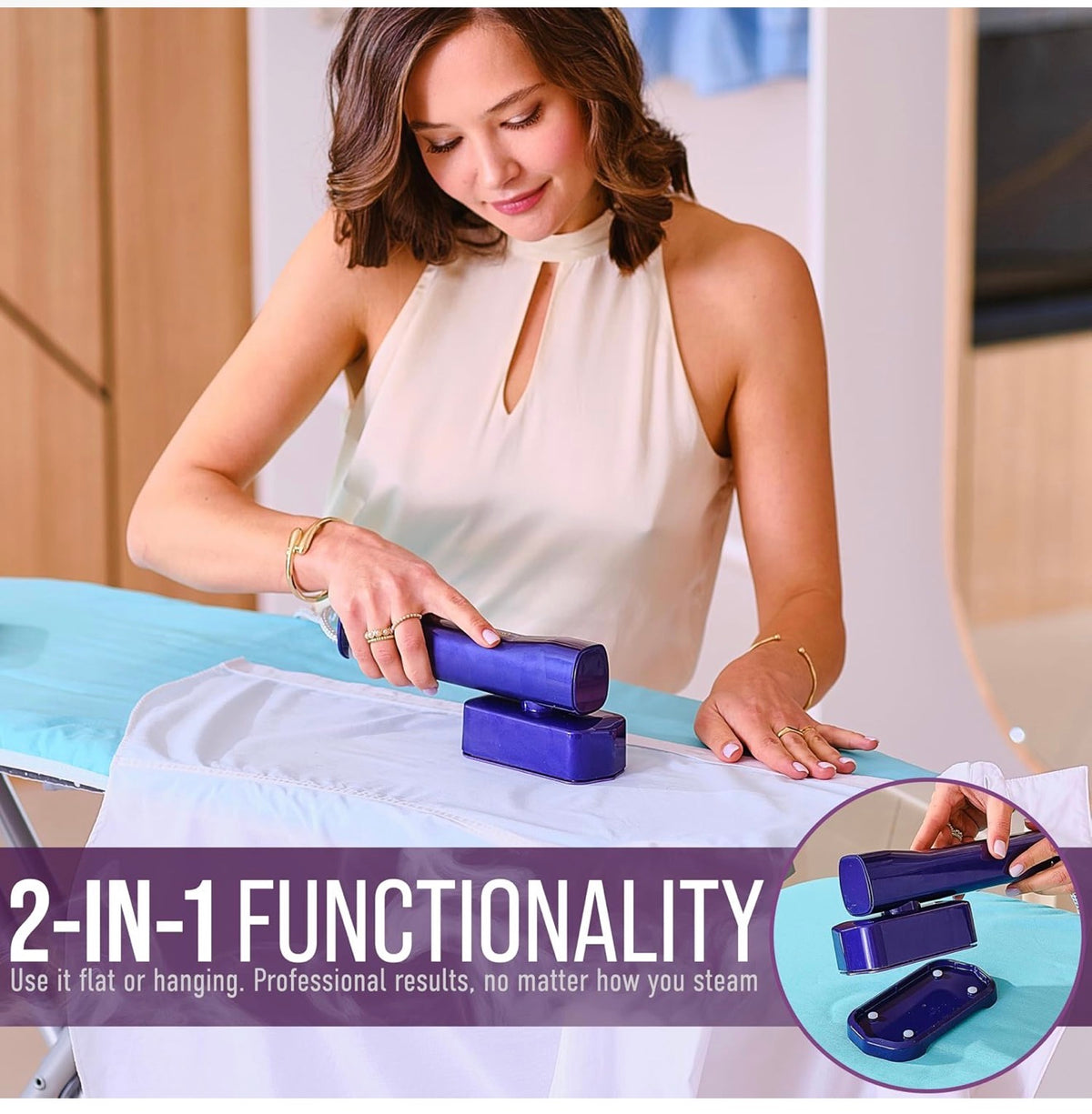 Mini Steam Iron & Travel Garment Steamer, Handheld Clothes Steamer, Fabric Steamer for Home & Travel