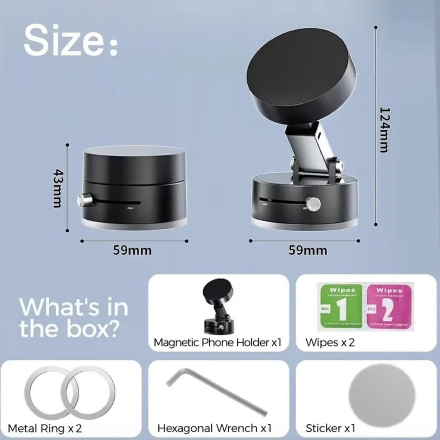 Adjustable Magnetic Car Phone Mount – Universal 360° Rotating, Compact Foldable Phone Holder Magnet