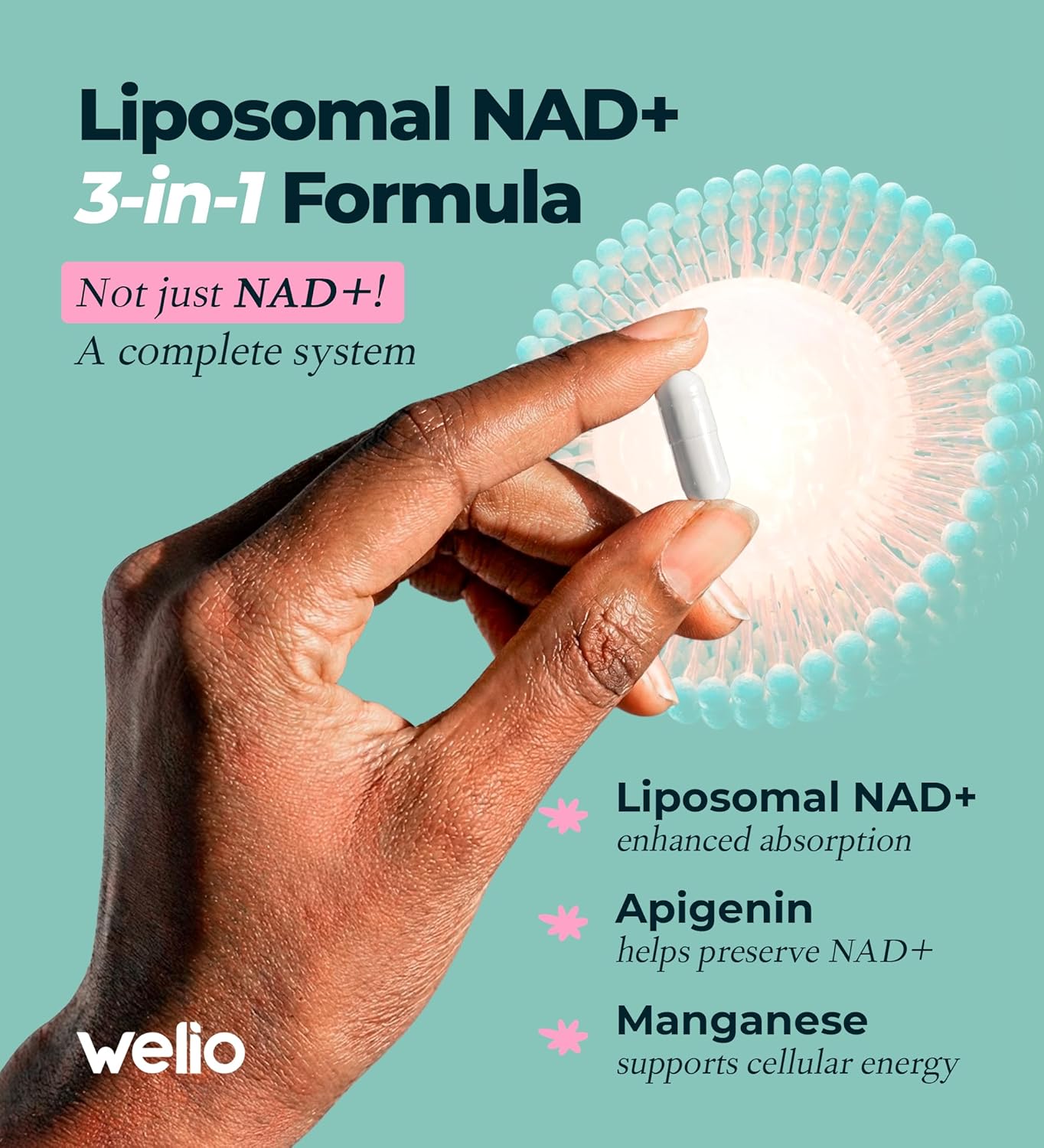 Advanced Pure Liposomal NAD Supplement 601mg for Anti-Aging & Cellular Health, 60 capsule