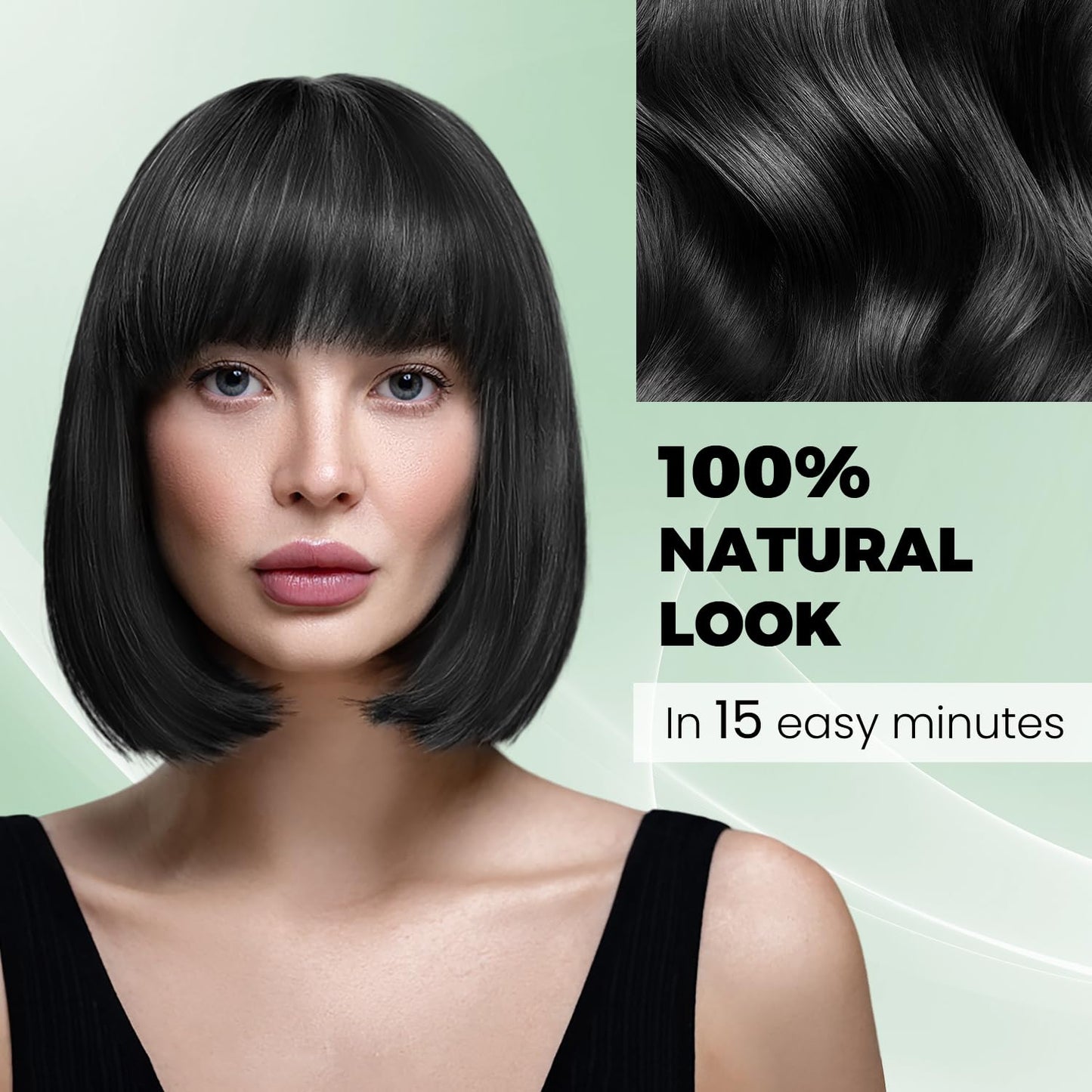 Black Hair Dye Shampoo for Gray Hair, Semi-Permanent Hair Color Shampoo for Women and Men, Herbal Ingredients, 100% Grey Coverage