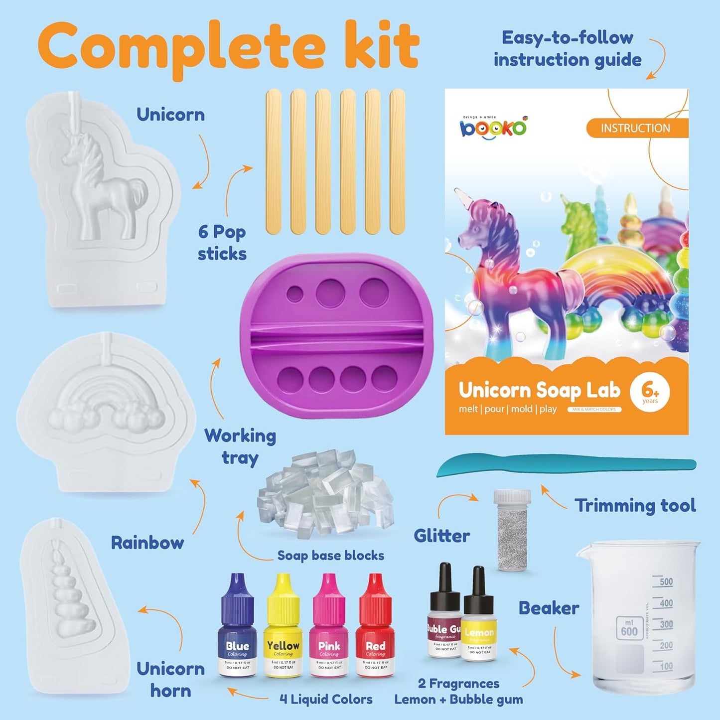 Unicorn Soap Making Kit - Crafts DIY Project Science STEM Activity Gift - Make Your Own Soap Kits