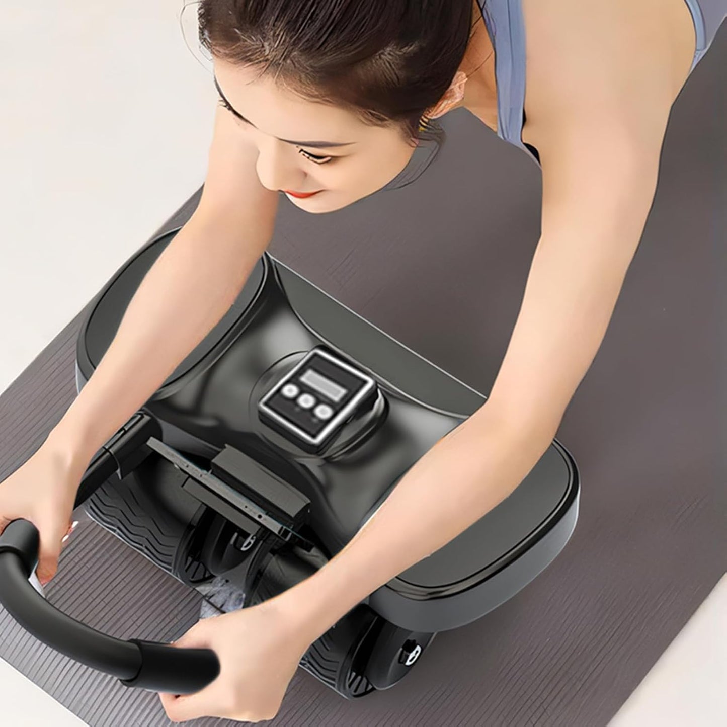 Ab Roller Wheel Home Core Exercise Ab Machine, Counting Ab Wheel Roller with Elbow Support for Home Training with Mat and Knee Pad