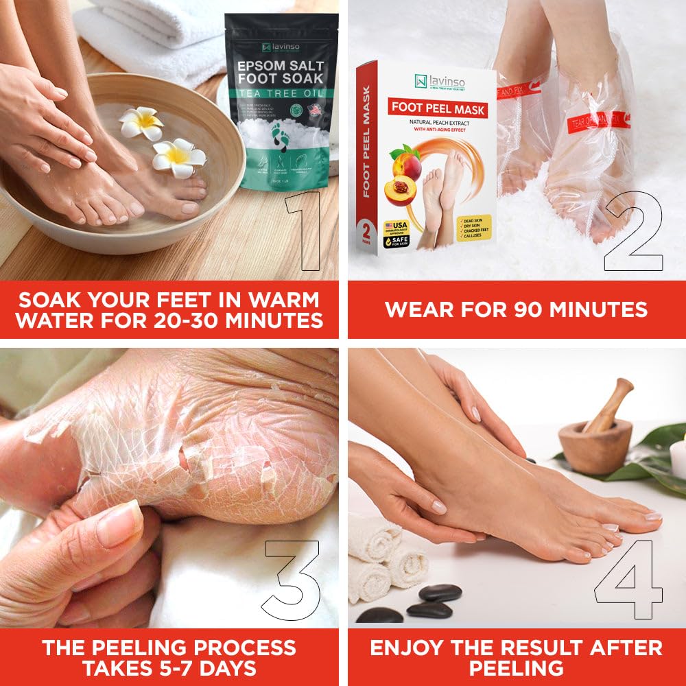 Exfoliating Foot Mask 2 Pack Peach Feet Peeling Mask Extra Strength