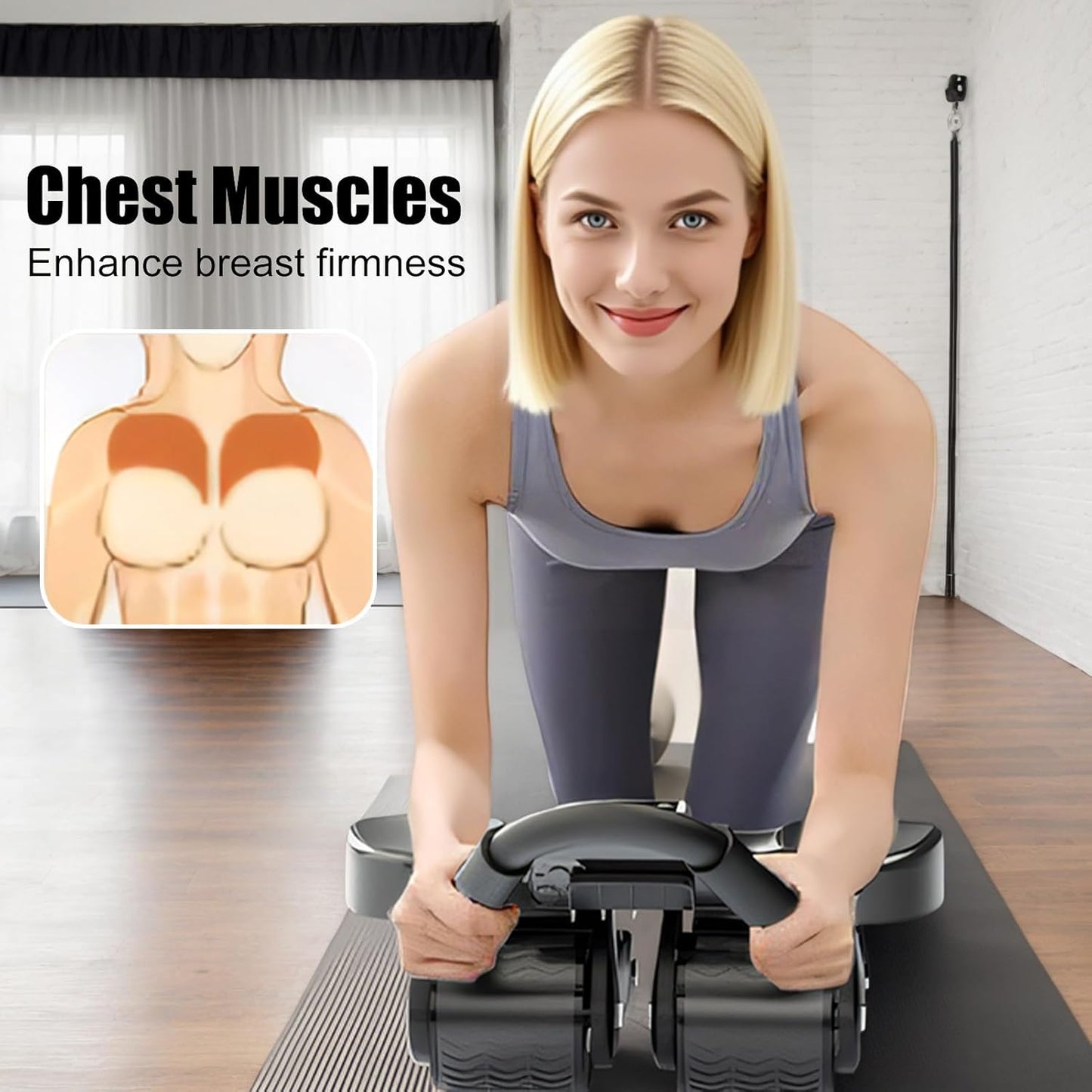 Ab Roller Wheel Home Core Exercise Ab Machine, Counting Ab Wheel Roller with Elbow Support for Home Training with Mat and Knee Pad