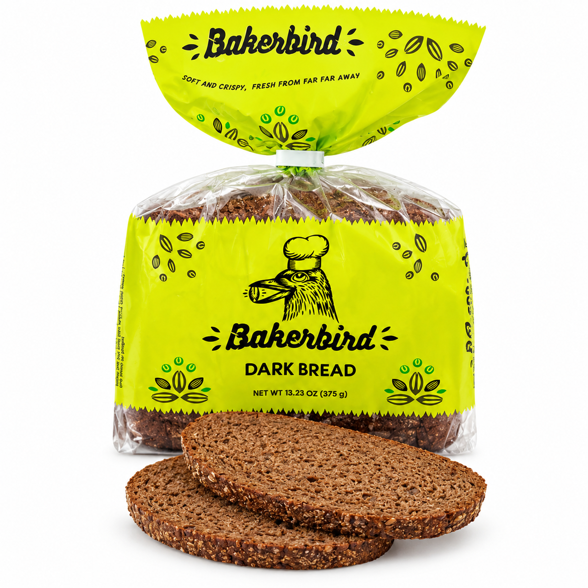 Bakerbird European Rye Bread Variety Set, Light Bread & Dark Bread, Lithuanian Style, Soft & Moist, Rye Malt & Caraway Seeds, 13.23 oz Each