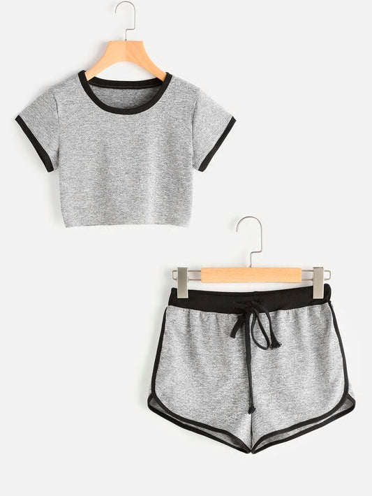 Two Piece Top Shorts Set