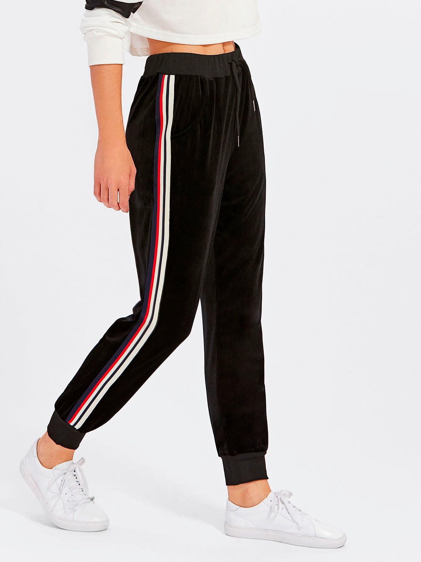 Womens's Black Velvet Jogger Pants