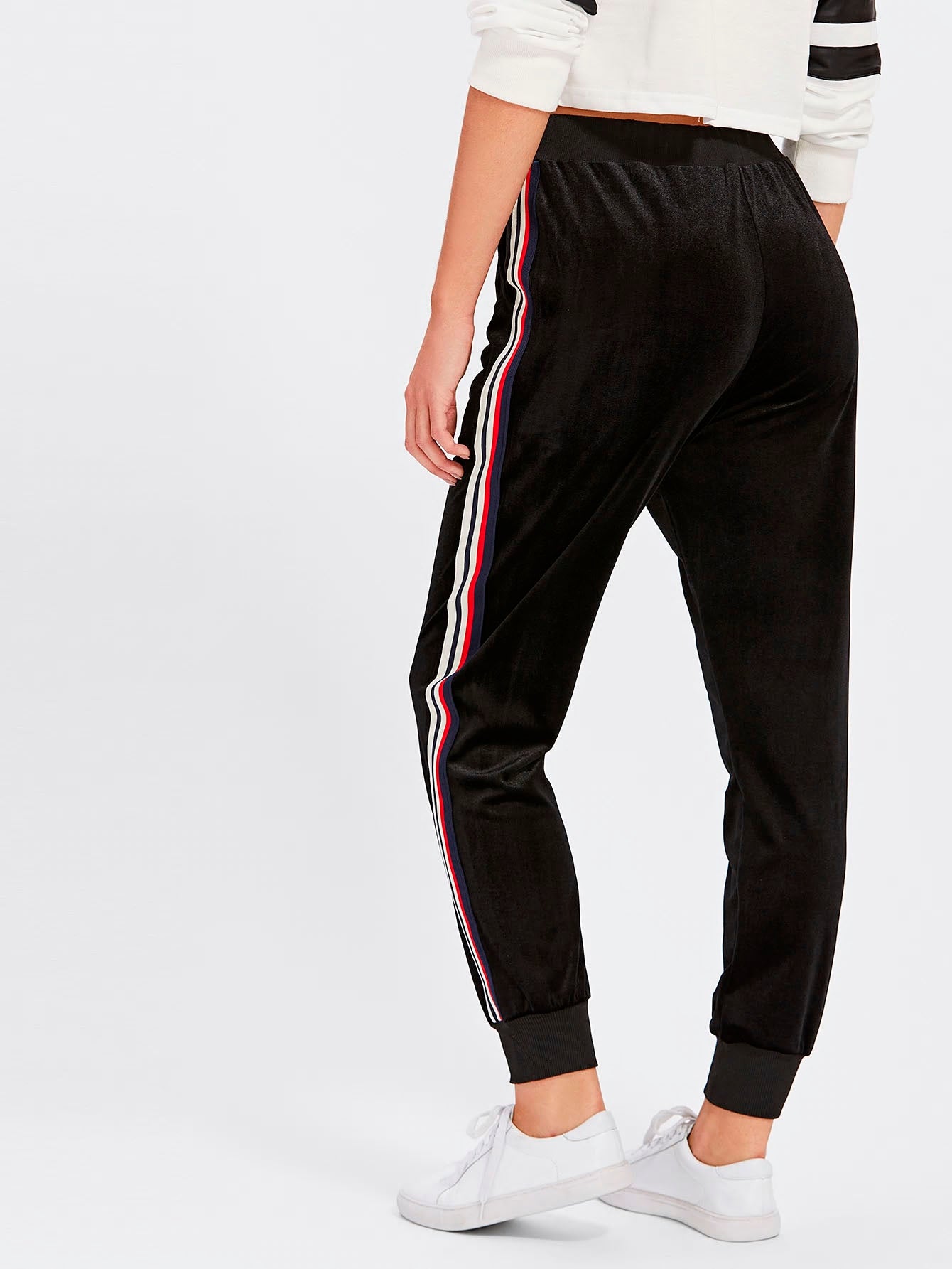 Womens's Black Velvet Jogger Pants