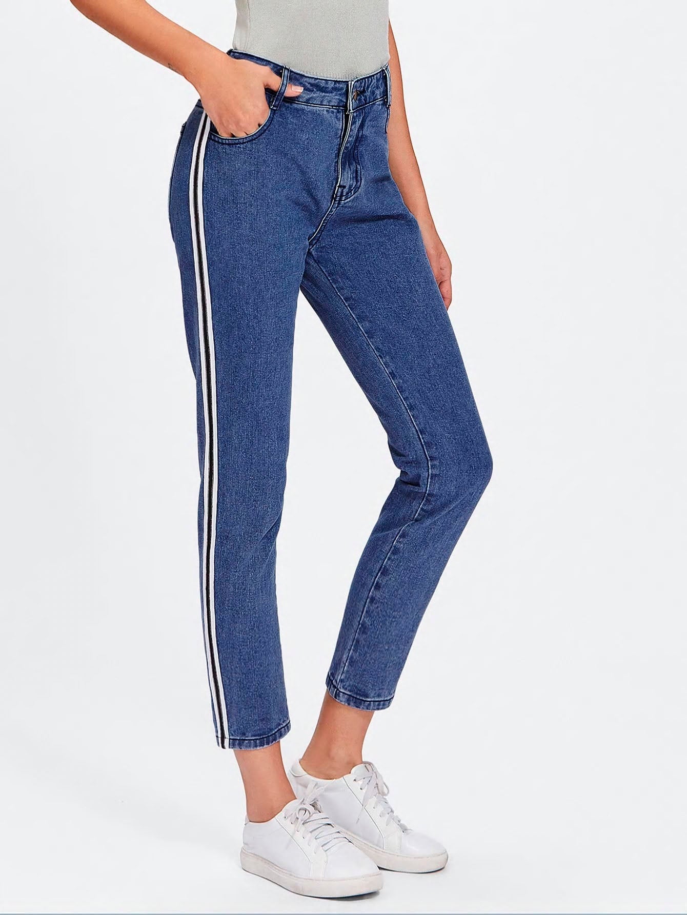 Blue Stretch Cotton Skinny Jeans