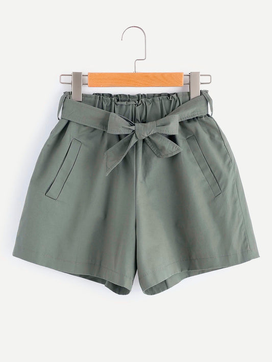 High Waist Army Green Shorts