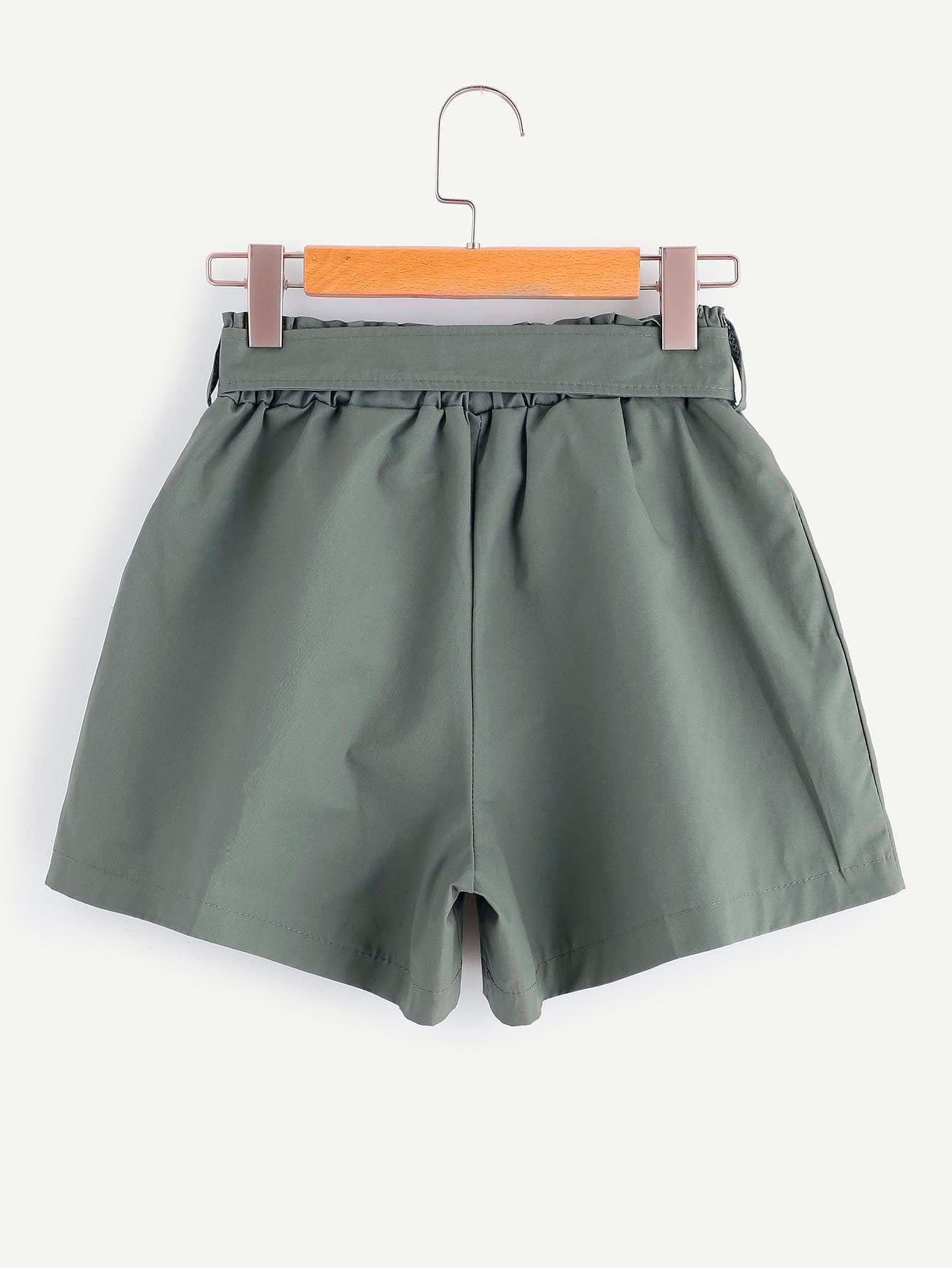 High Waist Army Green Shorts