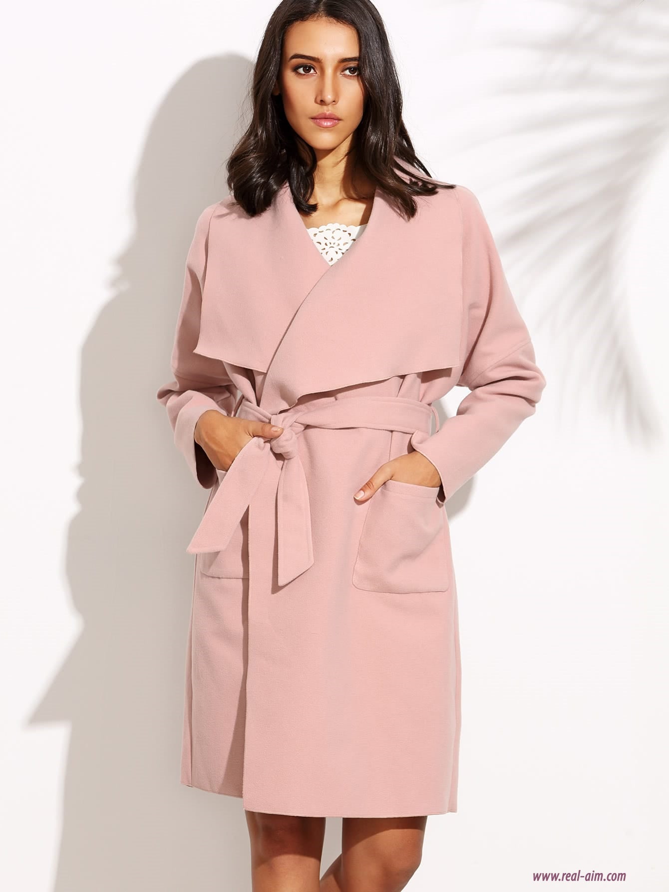 Pale Pink Long Sleeve Coat