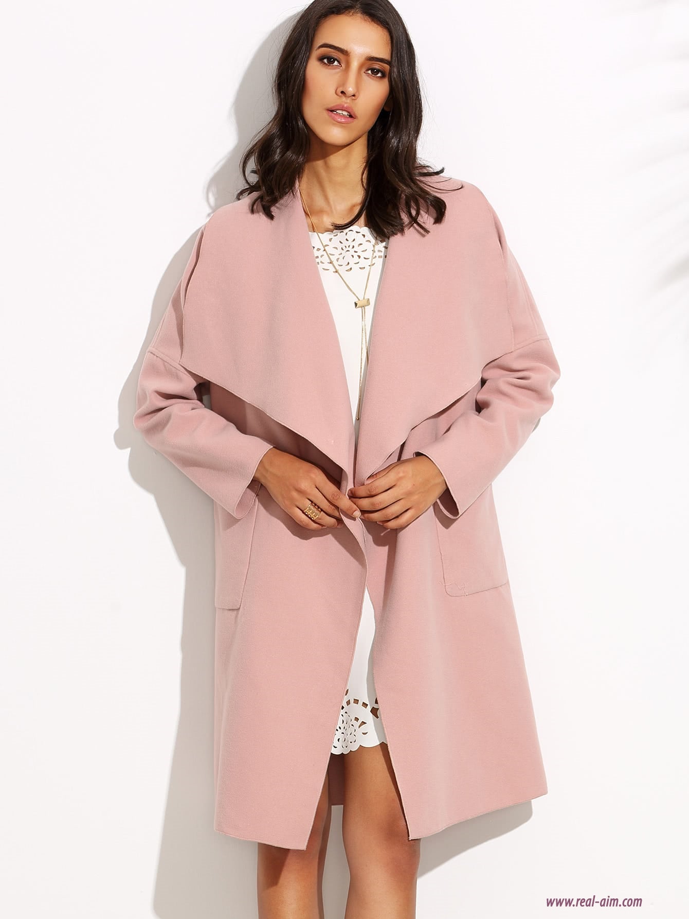 Pale Pink Long Sleeve Coat