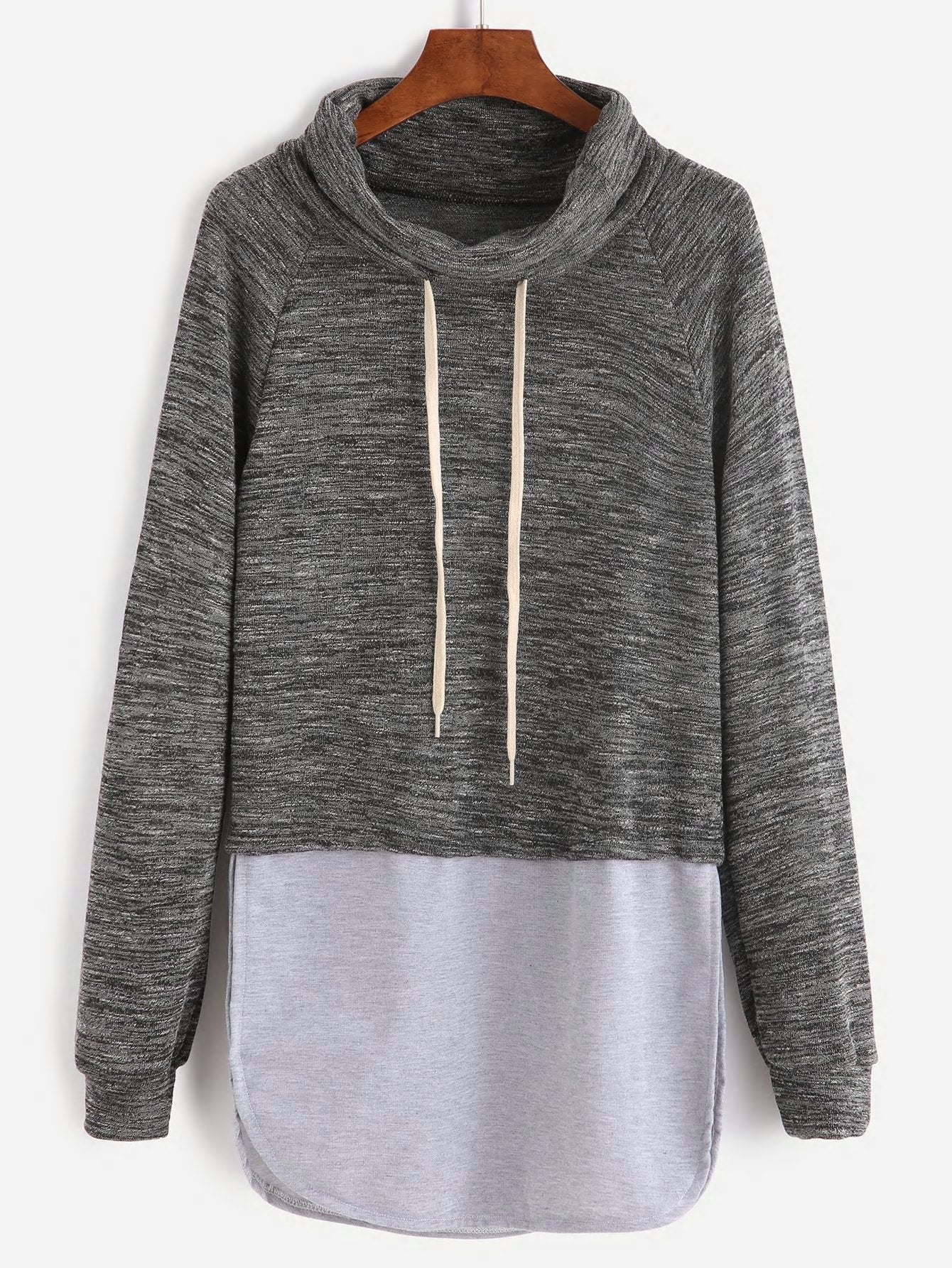 Cowl Neck Long Grey Sweatshirt