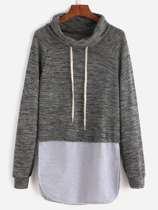 Cowl Neck Long Grey Sweatshirt