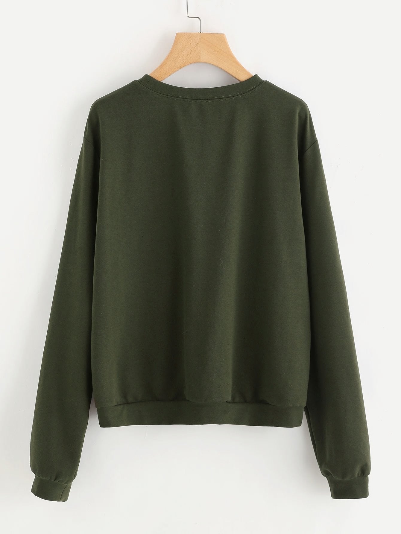 Green Sweatshirt with Palm Embroidery