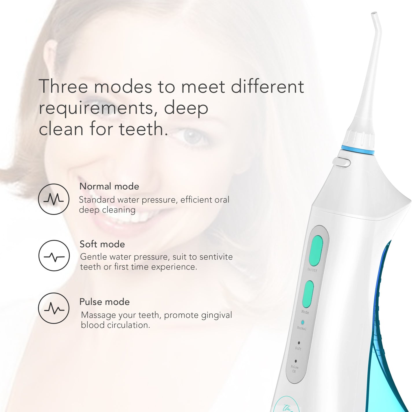 The Real Aim Cordless Rechargeable Water Flosser for teeth cleaning and gum massage, Oral irrigator for brace care