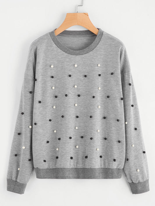 Faux Pearl Grey Sweatshirt