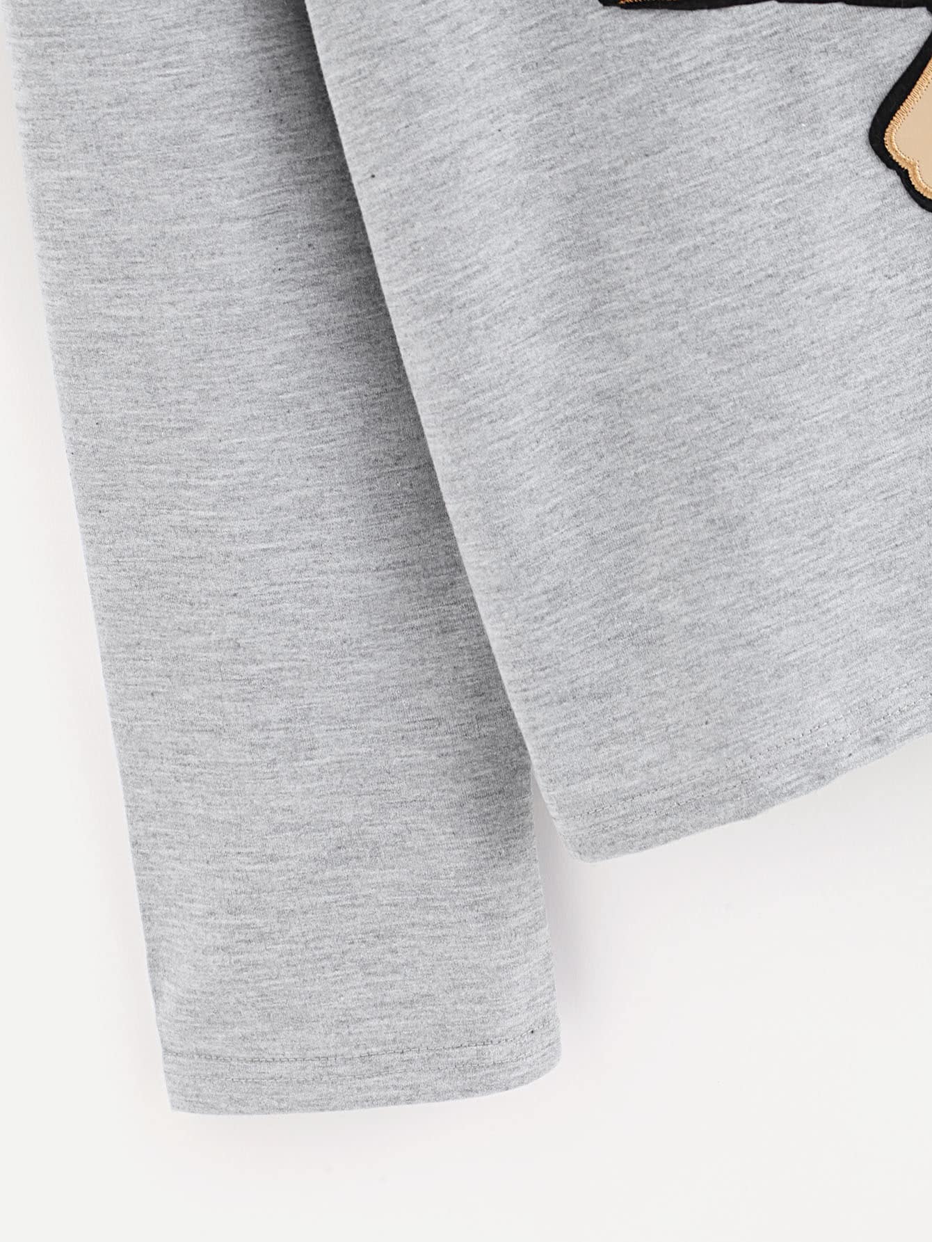 Grey Hooded Sweatshirt with Parrot Embroidery and Faux Fur Feathers