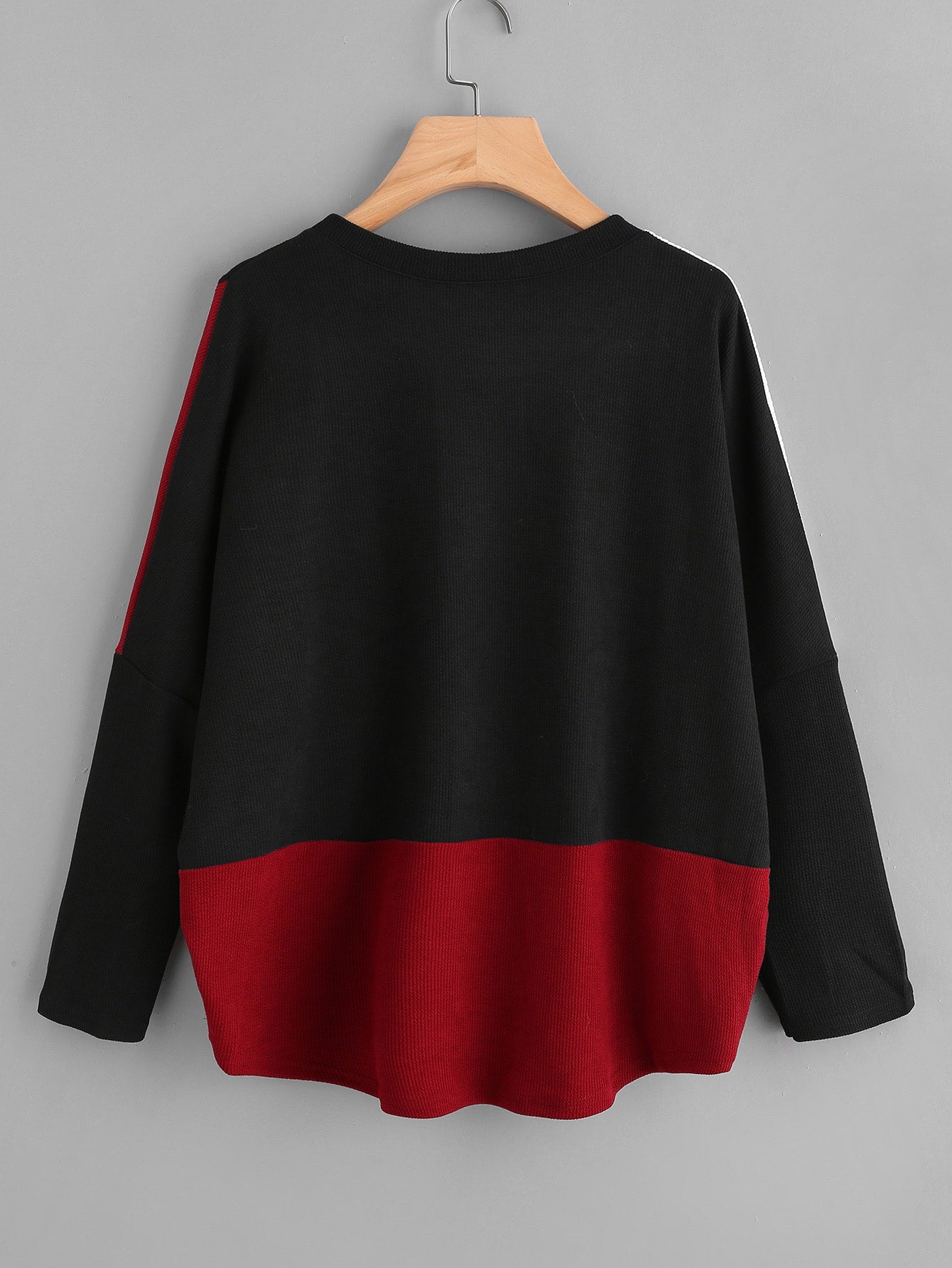 Color Block Loose Fit Sweater Round Neck for Women