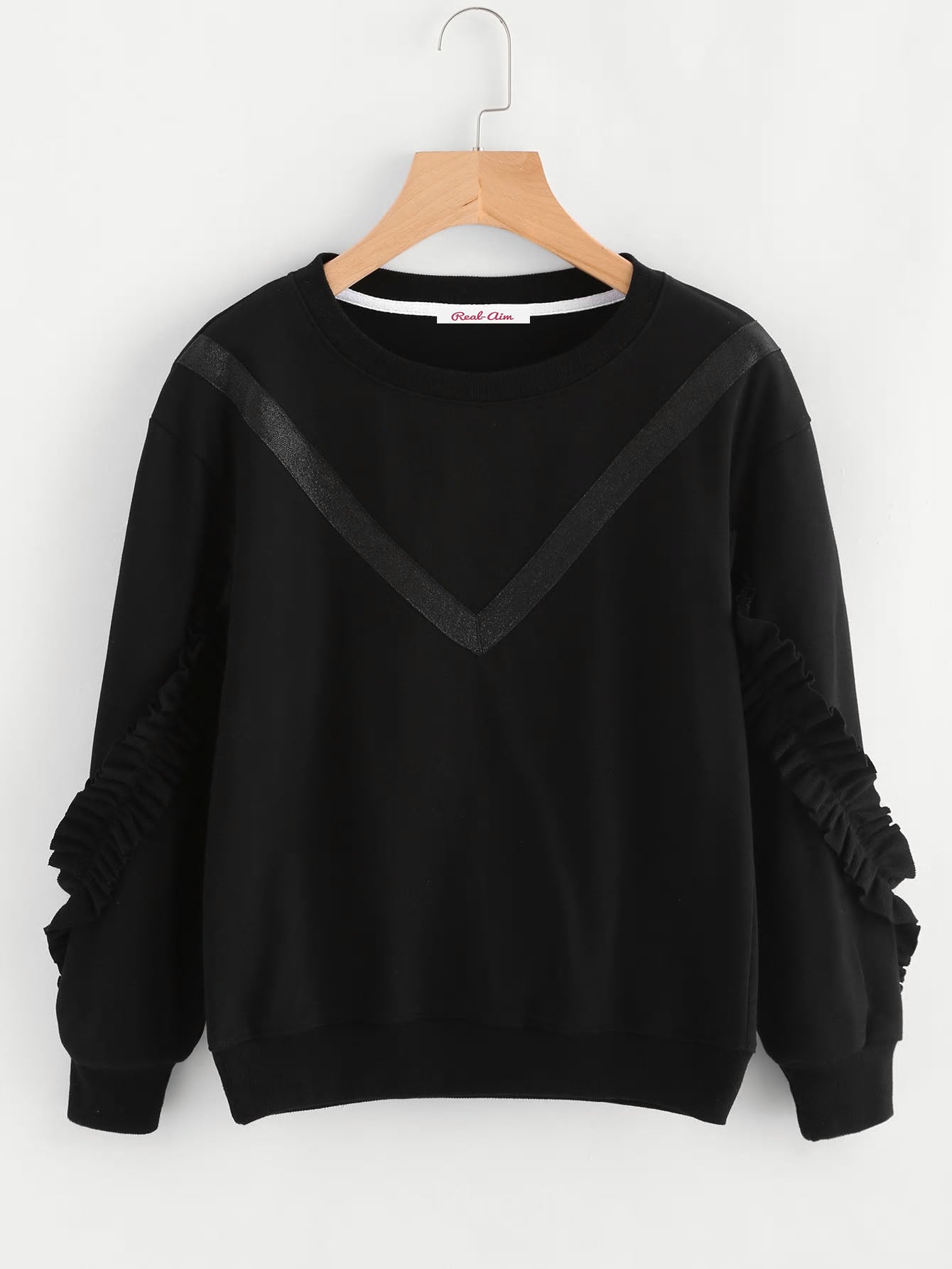 Cute Ruffle Sleeve Knit Top Sweatshirt