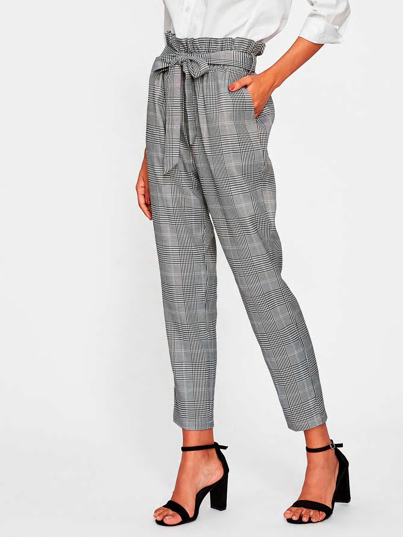 Grey High Ruffle Waisted Pants