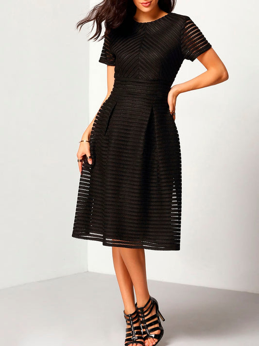 Elegant Striped Black Dress