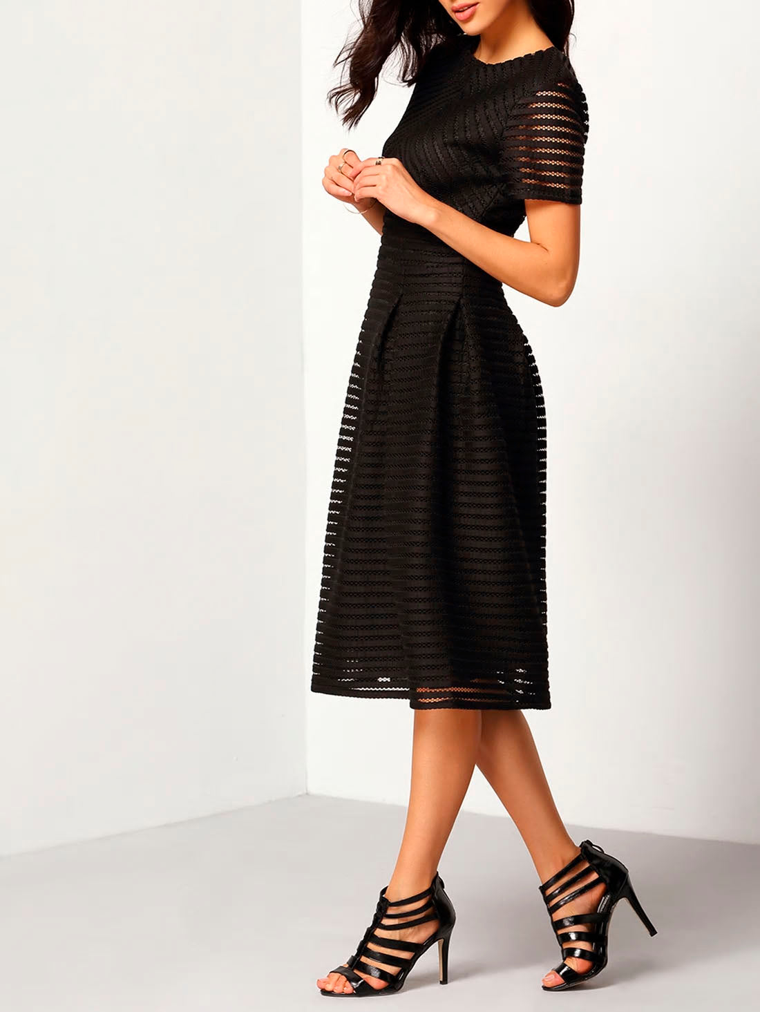 Elegant Striped Black Dress