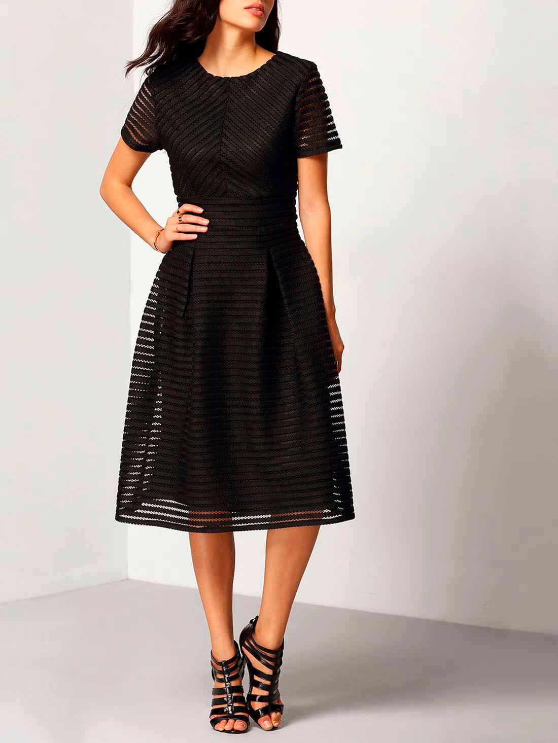 Elegant Striped Black Dress